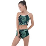 Green Nature Bohemian Painting Leaves Foliage Summer Cropped Co-Ord Set