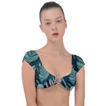 Green Nature Bohemian Painting Leaves Foliage Cap Sleeve Ring Bikini Top