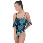 Green Nature Bohemian Painting Leaves Foliage Drape Piece Swimsuit