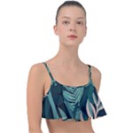 Green Nature Bohemian Painting Leaves Foliage Frill Bikini Top