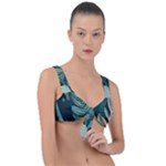 Green Nature Bohemian Painting Leaves Foliage Front Tie Bikini Top