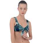 Green Nature Bohemian Painting Leaves Foliage Front Tie Bikini Top