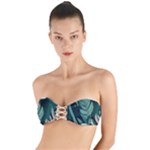 Green Nature Bohemian Painting Leaves Foliage Twist Bandeau Bikini Top