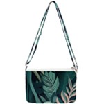 Green Nature Bohemian Painting Leaves Foliage Double Gusset Crossbody Bag