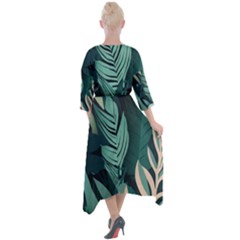 Quarter Sleeve Wrap Front Maxi Dress 