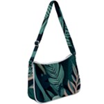 Green Nature Bohemian Painting Leaves Foliage Zip Up Shoulder Bag