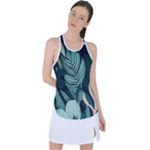 Green Nature Bohemian Painting Leaves Foliage Racer Back Mesh Tank Top