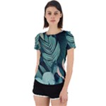 Green Nature Bohemian Painting Leaves Foliage Back Cut Out Sport Tee