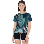 Green Nature Bohemian Painting Leaves Foliage Open Back Sport Tee