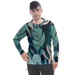 Green Nature Bohemian Painting Leaves Foliage Men s Pique Long Sleeve Tee