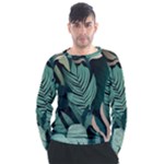 Green Nature Bohemian Painting Leaves Foliage Men s Long Sleeve Raglan Tee