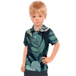 Green Nature Bohemian Painting Leaves Foliage Kids  Polo Tee