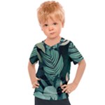 Green Nature Bohemian Painting Leaves Foliage Kids  Sports Tee