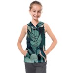 Green Nature Bohemian Painting Leaves Foliage Kids  Sleeveless Hoodie