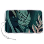 Green Nature Bohemian Painting Leaves Foliage Pen Storage Case (L)