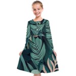 Green Nature Bohemian Painting Leaves Foliage Kids  Midi Sailor Dress