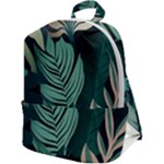 Green Nature Bohemian Painting Leaves Foliage Zip Up Backpack