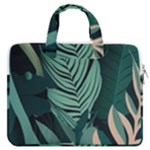 Green Nature Bohemian Painting Leaves Foliage MacBook Pro 13  Double Pocket Laptop Bag