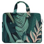 Green Nature Bohemian Painting Leaves Foliage MacBook Pro 16  Double Pocket Laptop Bag 