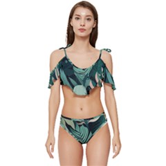 Ruffle Edge Tie Up Bikini Set	 