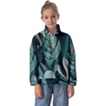 Green Nature Bohemian Painting Leaves Foliage Kids  Half Zip Hoodie