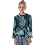 Green Nature Bohemian Painting Leaves Foliage Kids  Frill Detail Tee