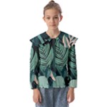 Green Nature Bohemian Painting Leaves Foliage Kids  Peter Pan Collar Blouse