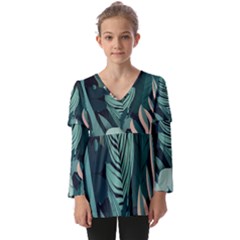 Kids  V Neck Casual Top 