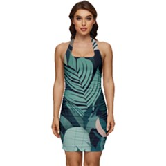 Sleeveless Wide Square Neckline Ruched Bodycon Dress 