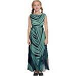 Green Nature Bohemian Painting Leaves Foliage Kids  Satin Sleeveless Maxi Dress