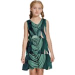 Green Nature Bohemian Painting Leaves Foliage Kids  Sleeveless Tiered Mini Dress