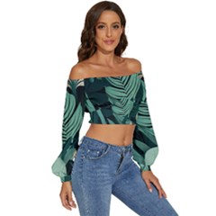 Long Sleeve Crinkled Weave Crop Top 