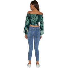 Long Sleeve Crinkled Weave Crop Top 
