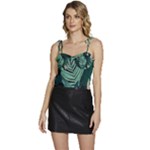 Green Nature Bohemian Painting Leaves Foliage Flowy Camisole Tie Up Top