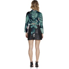 Long Sleeve Tie Back Satin Wrap Top 