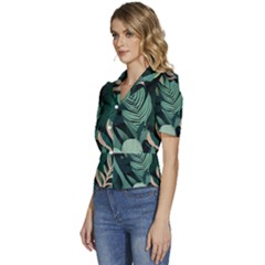 Puffed Short Sleeve Button Up Jacket 