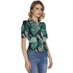 Puffed Short Sleeve Button Up Jacket 