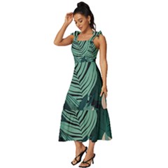 Tie-Strap Tiered Midi Chiffon Dress 