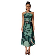Sleeveless Cross Front Cocktail Midi Chiffon Dress 
