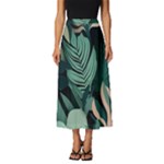 Green Nature Bohemian Painting Leaves Foliage Classic Midi Chiffon Skirt