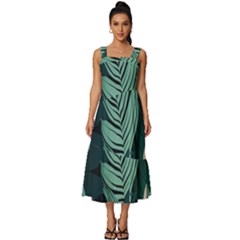 Square Neckline Tiered Midi Dress 