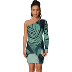 Long Sleeve One Shoulder Mini Dress 