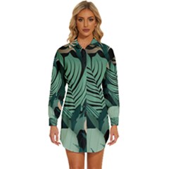 Womens Long Sleeve Shirt Dress 