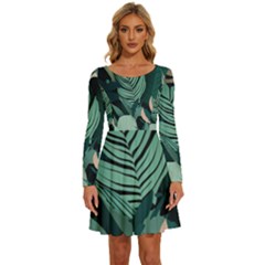Long Sleeve Wide Neck Velvet Dress 
