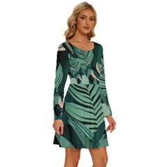 Long Sleeve Wide Neck Velvet Dress 