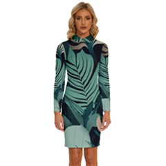 Long Sleeve Shirt Collar Bodycon Dress 