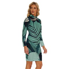 Long Sleeve Shirt Collar Bodycon Dress 