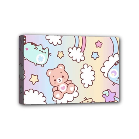 Pusheen Carebears Bears Cat Colorful Cute Pastel Pattern Mini Canvas 6  x 4  (Stretched) from ArtsNow.com