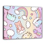 Pusheen Carebears Bears Cat Colorful Cute Pastel Pattern Canvas 20  x 16  (Stretched)