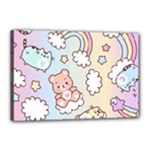 Pusheen Carebears Bears Cat Colorful Cute Pastel Pattern Canvas 18  x 12  (Stretched)